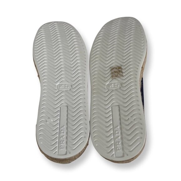 Prada navy canvas gabardine lace shoes size 40 - Picture 8 of 9